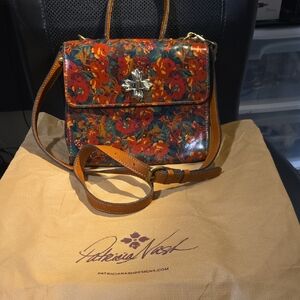Patricia Nash Red and Orange Floral Crossbody Bag